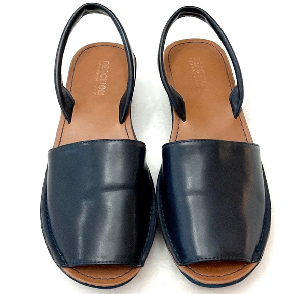 Navy Kenneth Cole REACTION Open Toe Comfort Slingback Platform Sandal sz 7 - Picture 4 of 13